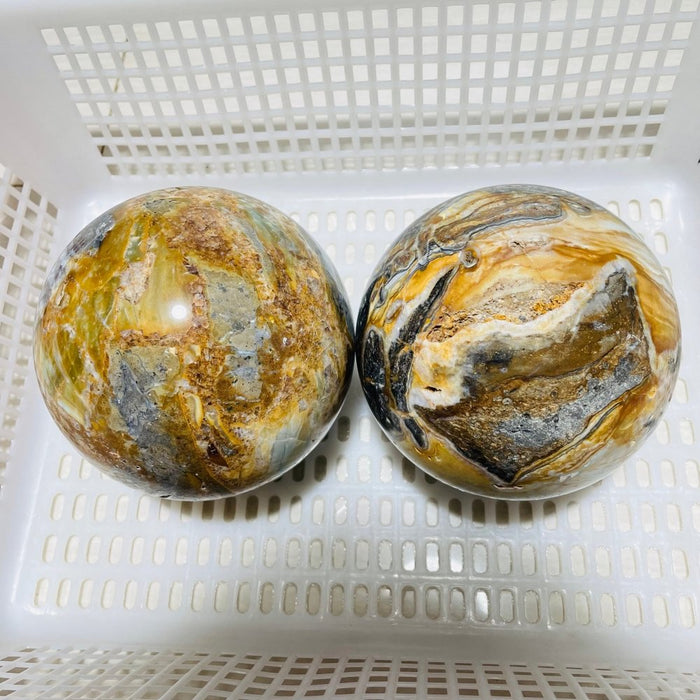 2 Pieces Large Caribbean Calcite Spheres