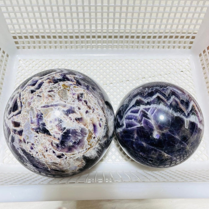 2 Pieces Large Chevron Amethyst Sphere