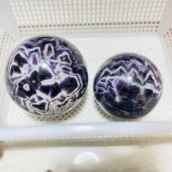 2 Pieces Large Chevron Amethyst Sphere