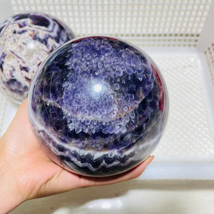 2 Pieces Large Chevron Amethyst Sphere