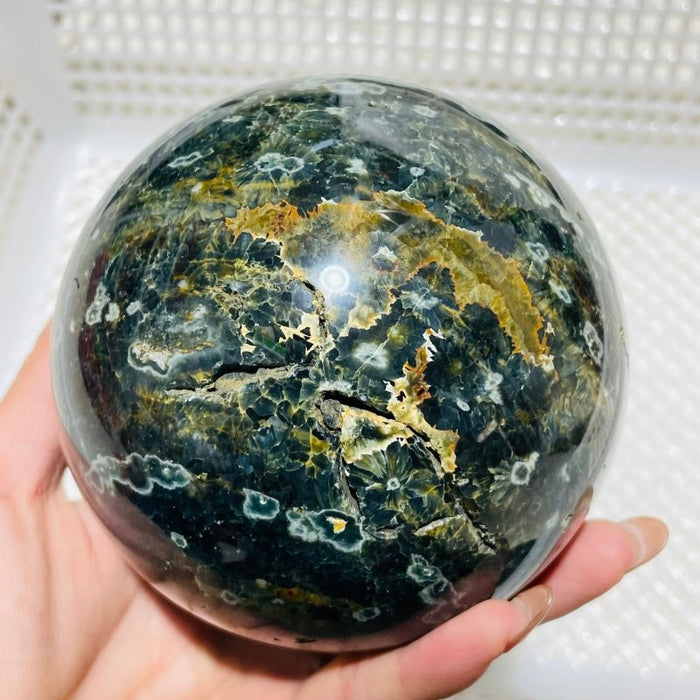 2 Pieces Large Green Sea Ocean Jasper Spheres