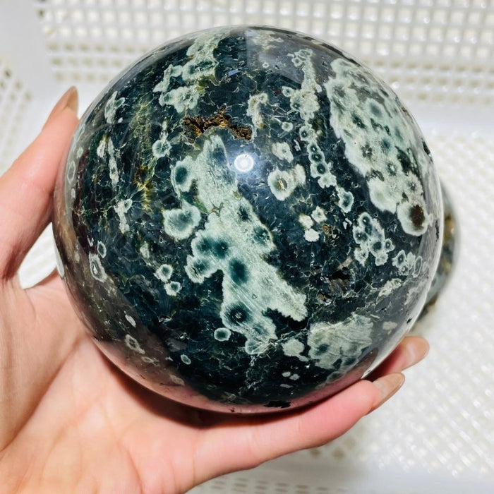 2 Pieces Large Green Sea Ocean Jasper Spheres