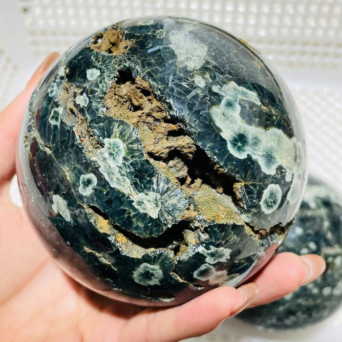 2 Pieces Large Green Sea Ocean Jasper Spheres