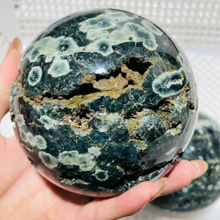 2 Pieces Large Green Sea Ocean Jasper Spheres