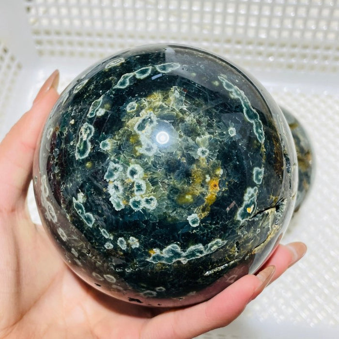 2 Pieces Large Green Sea Ocean Jasper Spheres