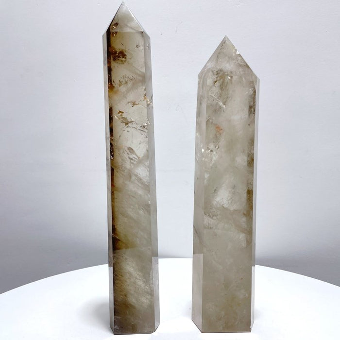 2 Pieces Large Smoky Quartz Tower 15.6-17.4in