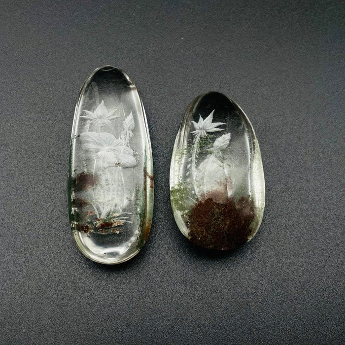 2 Pieces Lotus Garden Quartz Inner Scene Carving