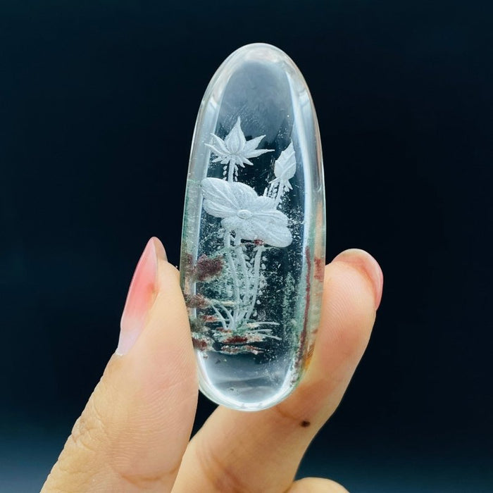 2 Pieces Lotus Garden Quartz Inner Scene Carving