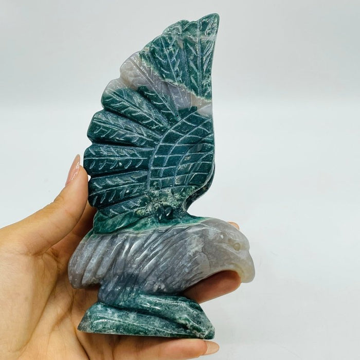 2 Pieces Ocean Jasper 1 Pair Eagle Carving