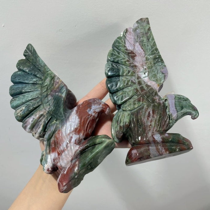 2 Pieces Ocean Jasper Eagle Carving