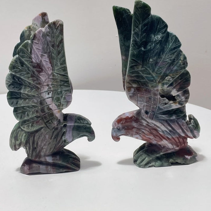 2 Pieces Ocean Jasper Eagle Carving