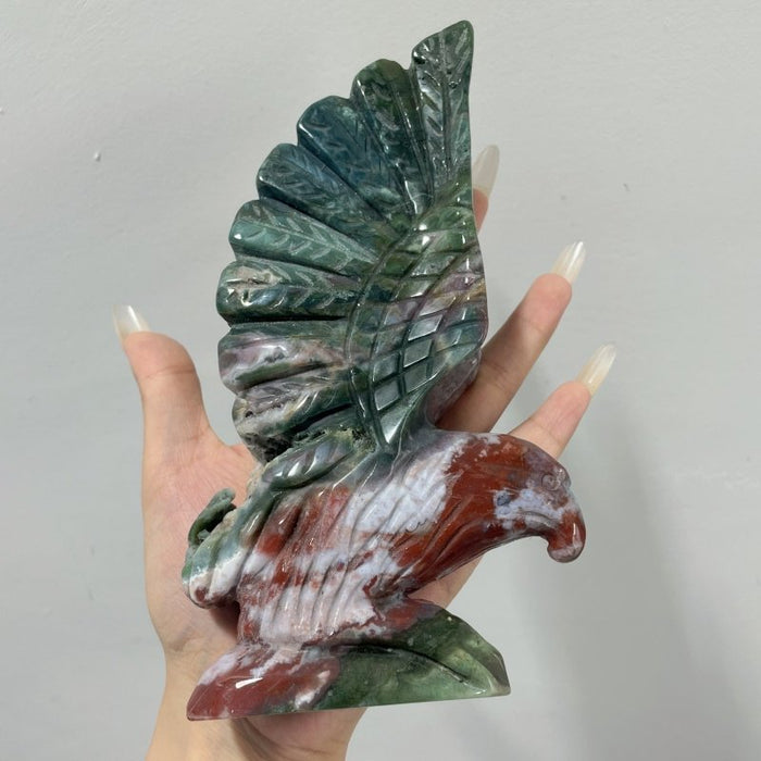 2 Pieces Ocean Jasper Eagle Carving