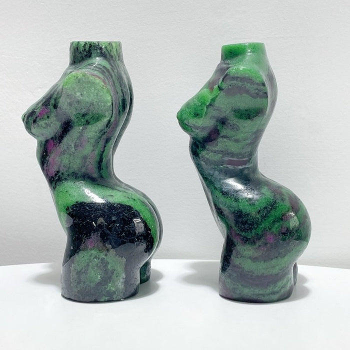 2 Pieces Ruby Zoisite Goddess Carving