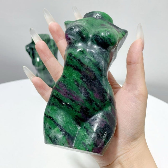 2 Pieces Ruby Zoisite Goddess Carving