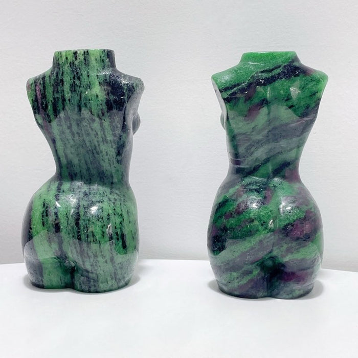 2 Pieces Ruby Zoisite Goddess Carving