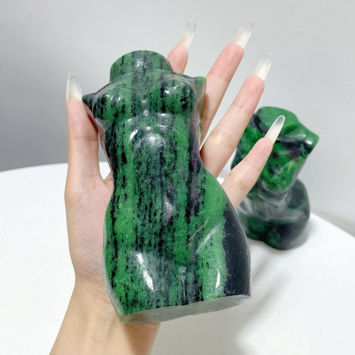 2 Pieces Ruby Zoisite Goddess Carving