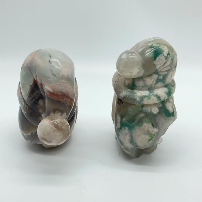 2 Pieces Sakura Flower Geode Druzy Agate Christmas Hat Skull Carving