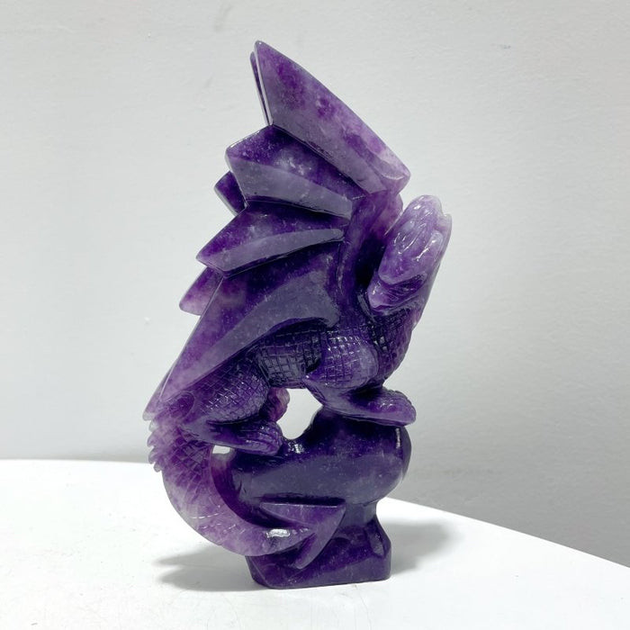2 Pieces Unique Lepidolite Flying Dragon Carving