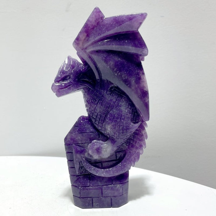 2 Pieces Unique Lepidolite Flying Dragon Carving
