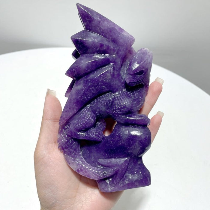 2 Pieces Unique Lepidolite Flying Dragon Carving