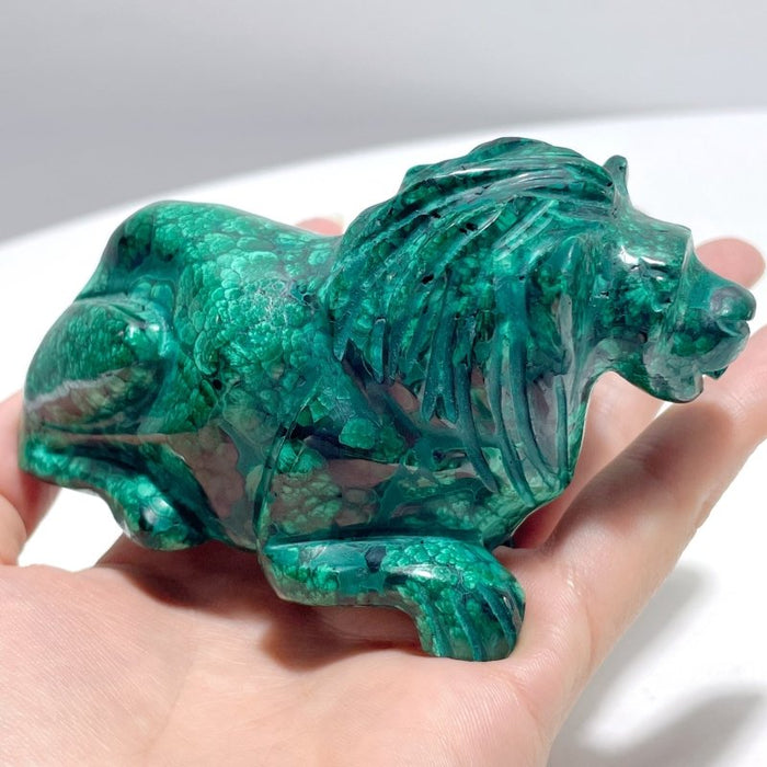 2 Pieces Unique Malachite Lion Carving