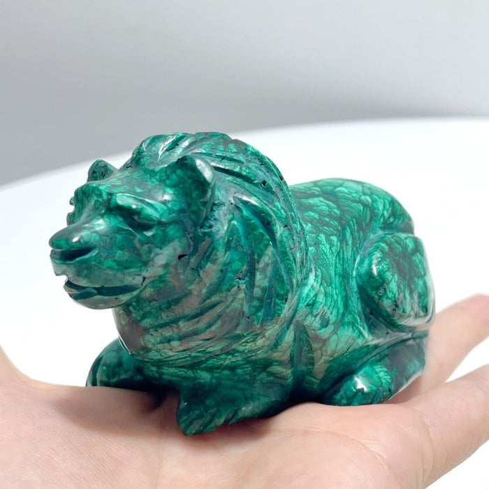 2 Pieces Unique Malachite Lion Carving