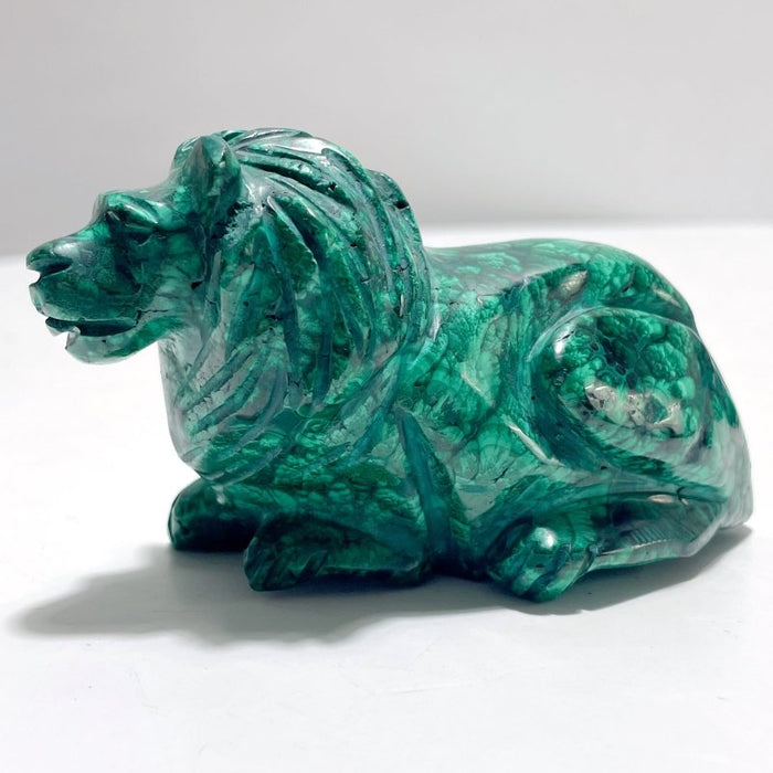 2 Pieces Unique Malachite Lion Carving