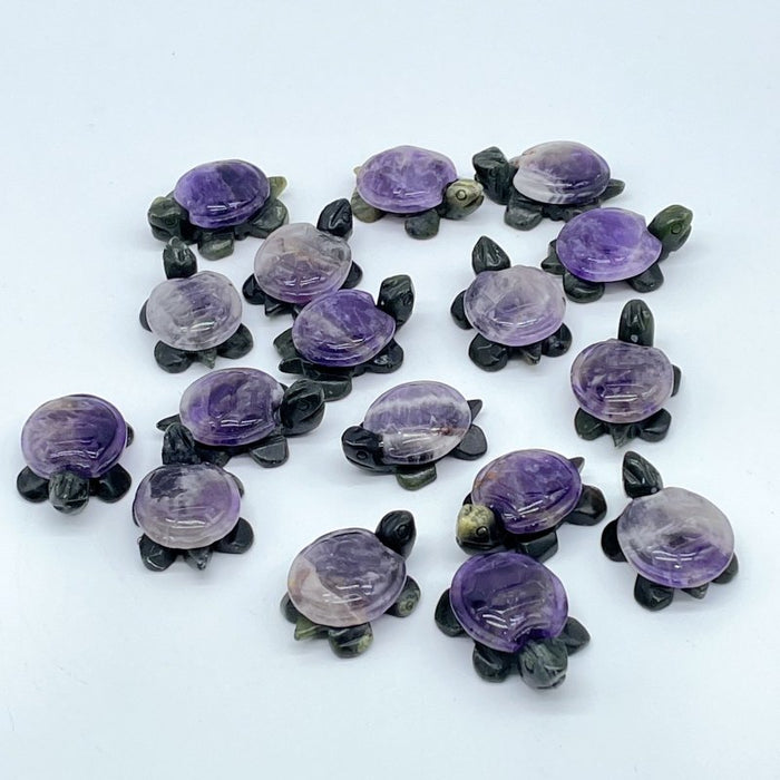 2 Types Beautiful Turtle Crystal Carving Wholesale Caribbean Calcite Chevron Amethyst