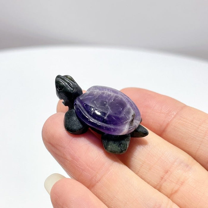 2 Types Beautiful Turtle Crystal Carving Wholesale Caribbean Calcite Chevron Amethyst