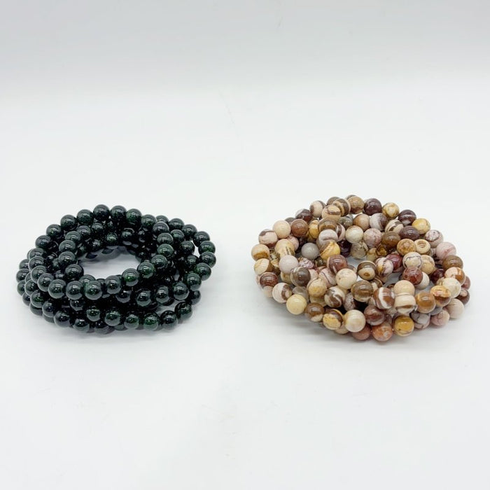 2 Types Bracelet Green Sandstone Australia Zebra Jasper Bracelet Wholesale