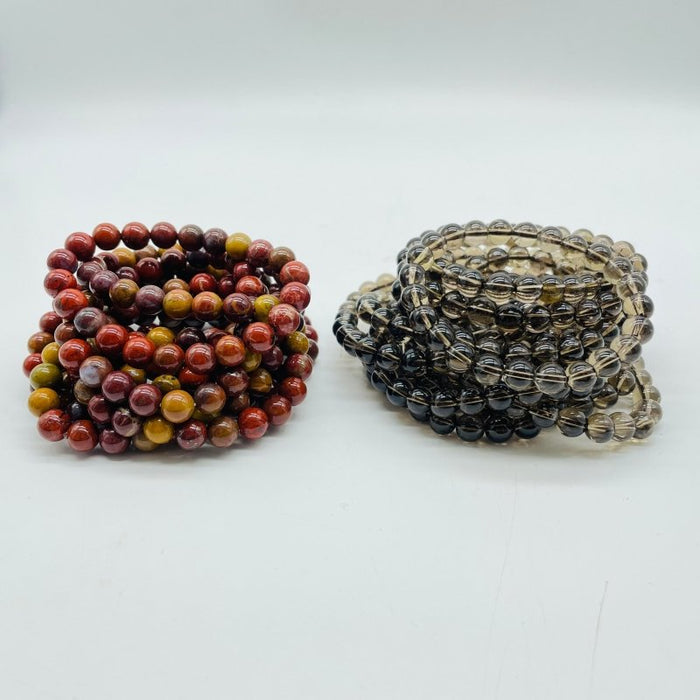 2 Types Bracelets Wholesale Fighting Blood Agate Smoky Quartz