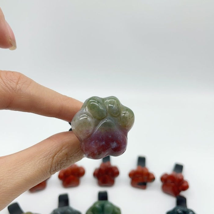 2 Types Cat Paws Moss Agate Red Jasper Crystal Car Air Vent Clips Wholesale