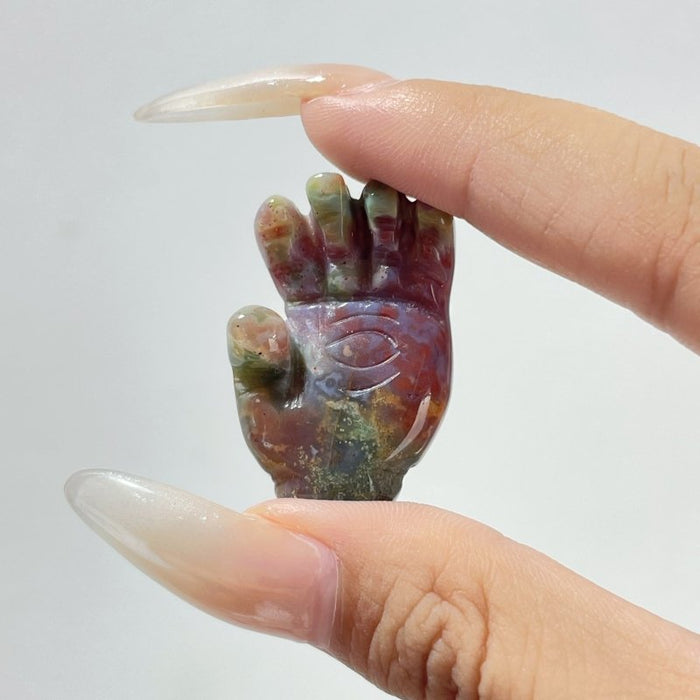 3 Types Hamsa Hand Of Fatima Carving Wholesale Rose Quarz Ocean Jasper