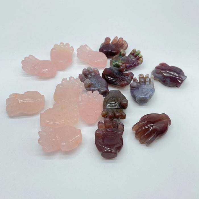 3 Types Hamsa Hand Of Fatima Carving Wholesale Rose Quarz Ocean Jasper