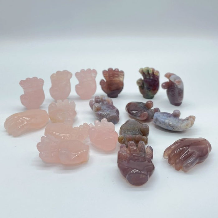 3 Types Hamsa Hand Of Fatima Carving Wholesale Rose Quarz Ocean Jasper