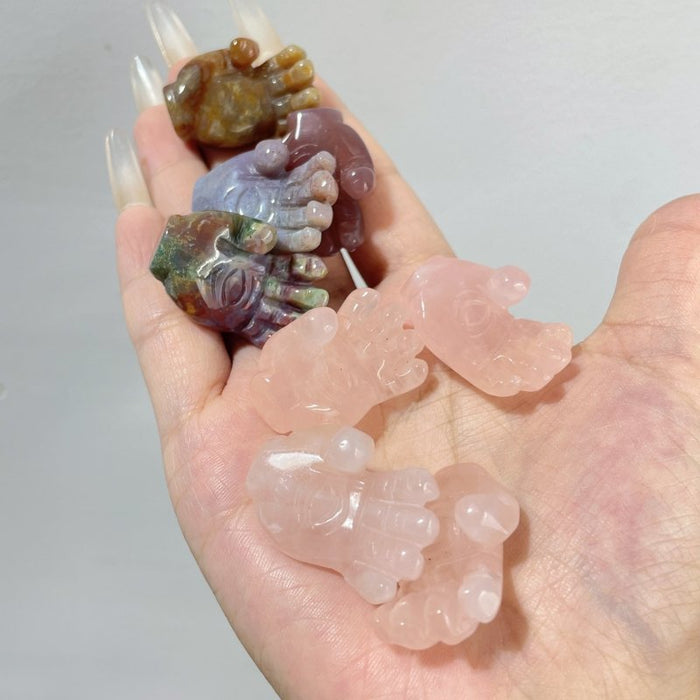 3 Types Hamsa Hand Of Fatima Carving Wholesale Rose Quarz Ocean Jasper