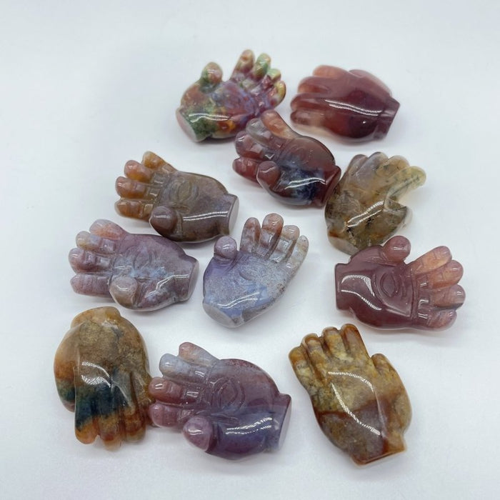 3 Types Hamsa Hand Of Fatima Carving Wholesale Rose Quarz Ocean Jasper