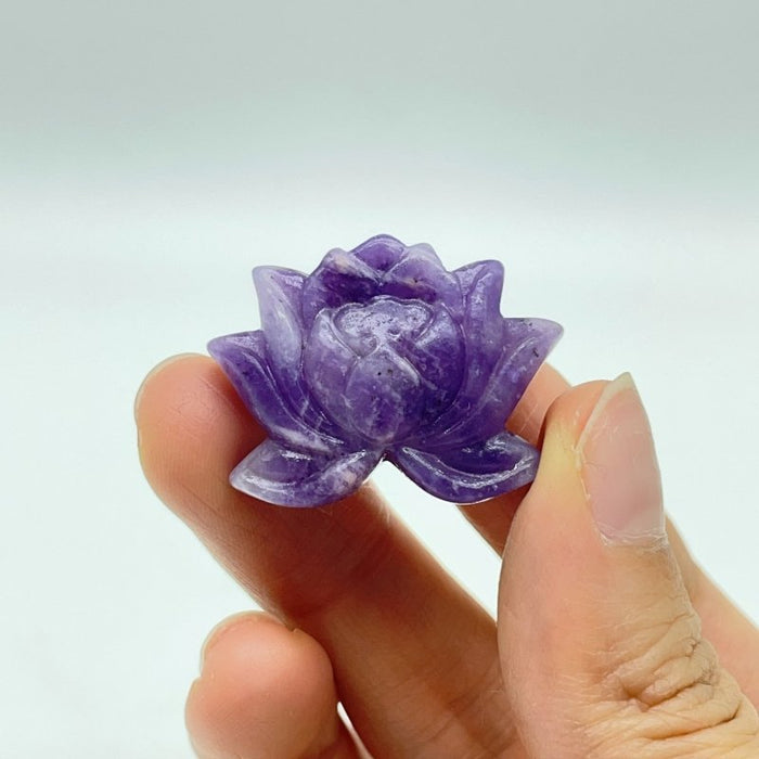2 Types Lotus Flower Carving Wholesale Lepidolite Howlite