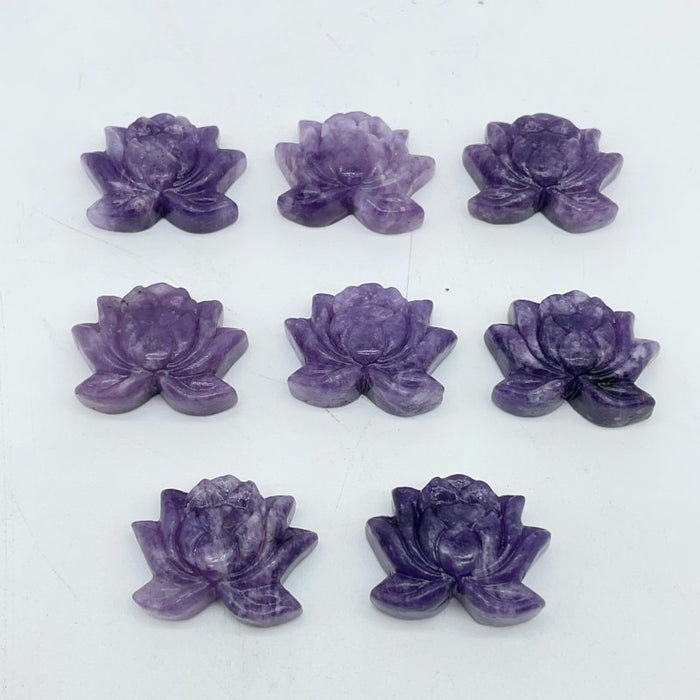 2 Types Lotus Flower Carving Wholesale Lepidolite Howlite
