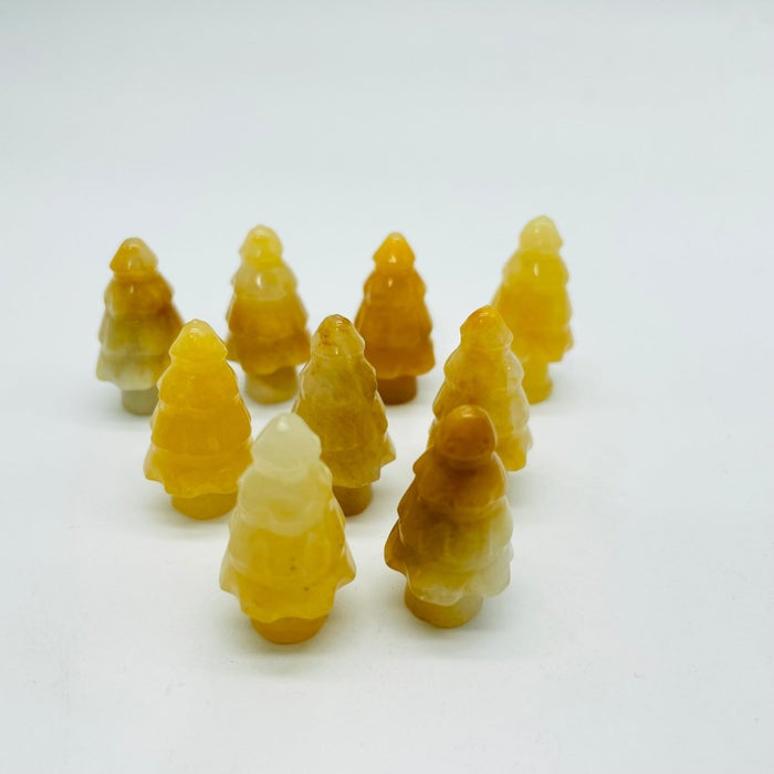 2 Types Mini Christmas Tree Howlite & Yellow Agate Pine Tree Carving Wholesale