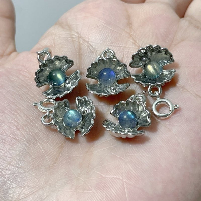 2 Types Shell Pendant Crystal Wholesale Labradorite Amethyst