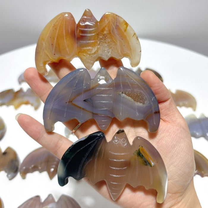 20 Pieces Agate Bat Carving Animal