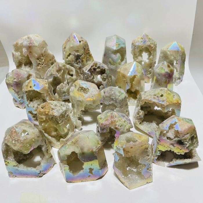 20 Pieces Aura Geode Quartz Druzy Crystal Tower Points