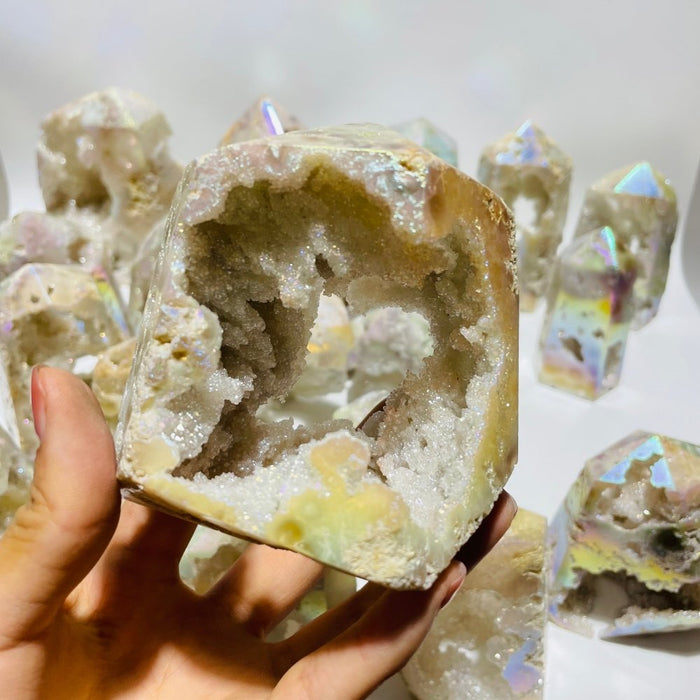 20 Pieces Aura Geode Quartz Druzy Crystal Tower Points