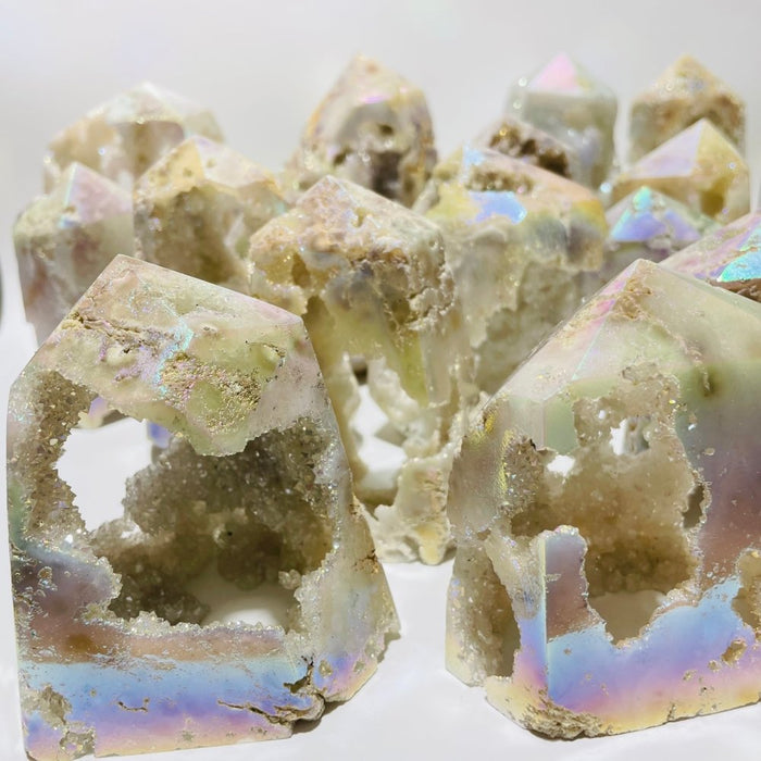 20 Pieces Aura Geode Quartz Druzy Crystal Tower Points