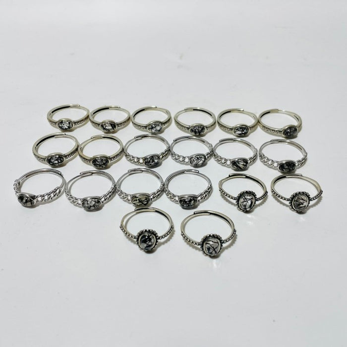 20 Pieces Beautiful Black Rutile Quartz Different Styles Sterling Silver Ring