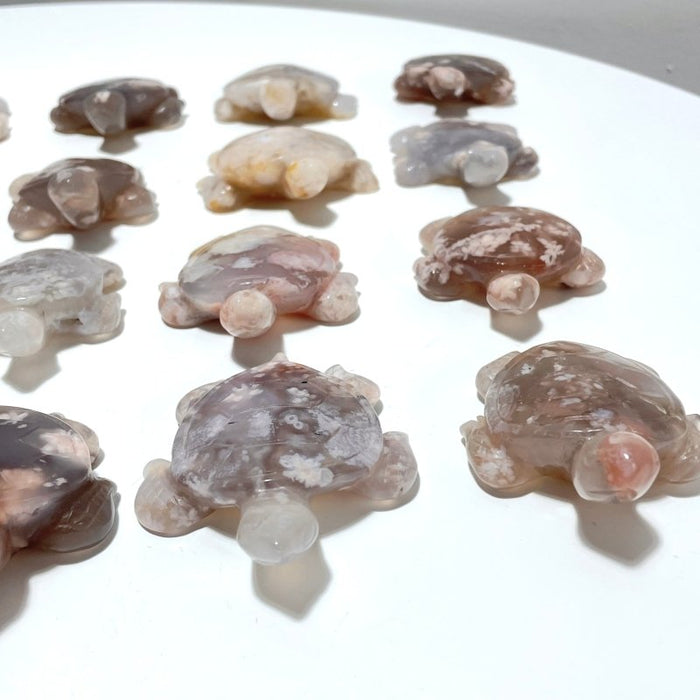 20 Pieces Beautiful Sakura Flower Agate Sea Turtle Carving