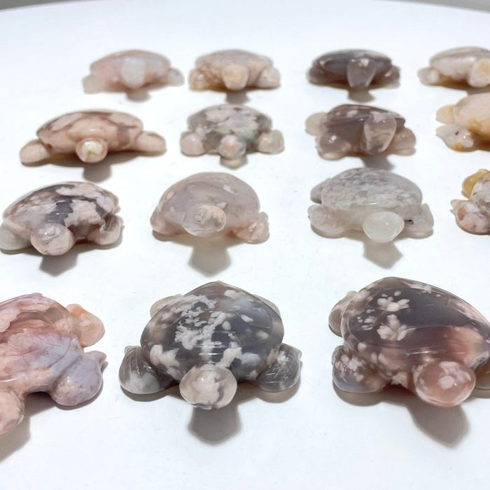 20 Pieces Beautiful Sakura Flower Agate Sea Turtle Carving