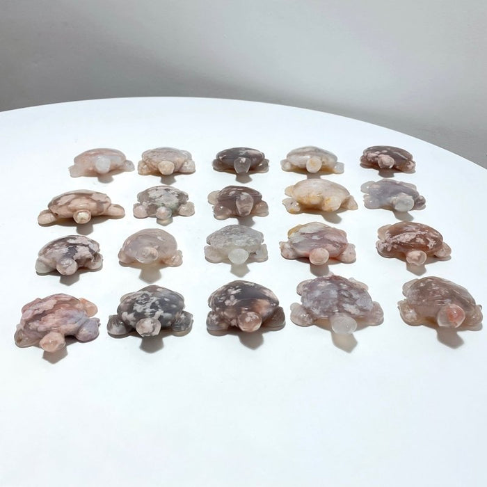20 Pieces Beautiful Sakura Flower Agate Sea Turtle Carving