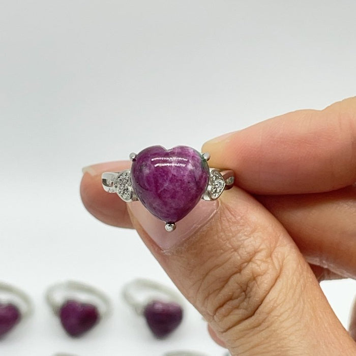 20 Pieces High Quality Ruby Zoisite Heart Shape Ring